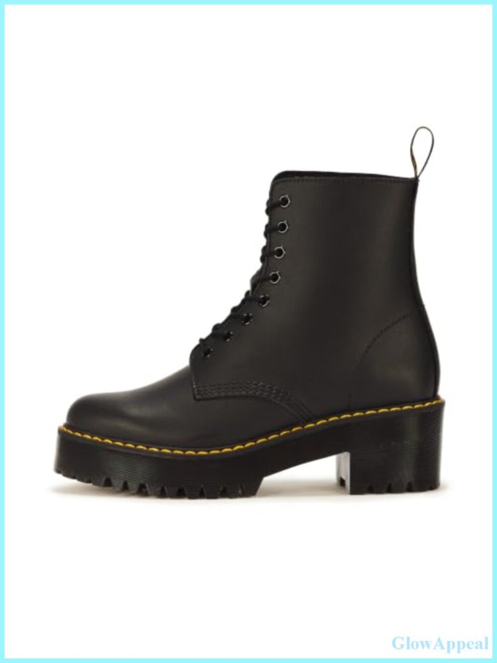 8 Eye Lace Up Combat Boot block heel
